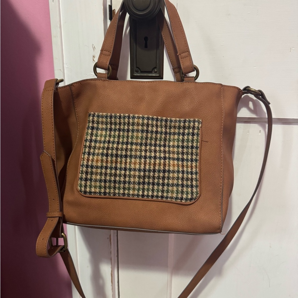 Kohl's Tan Houndstooth Shoulder Bag